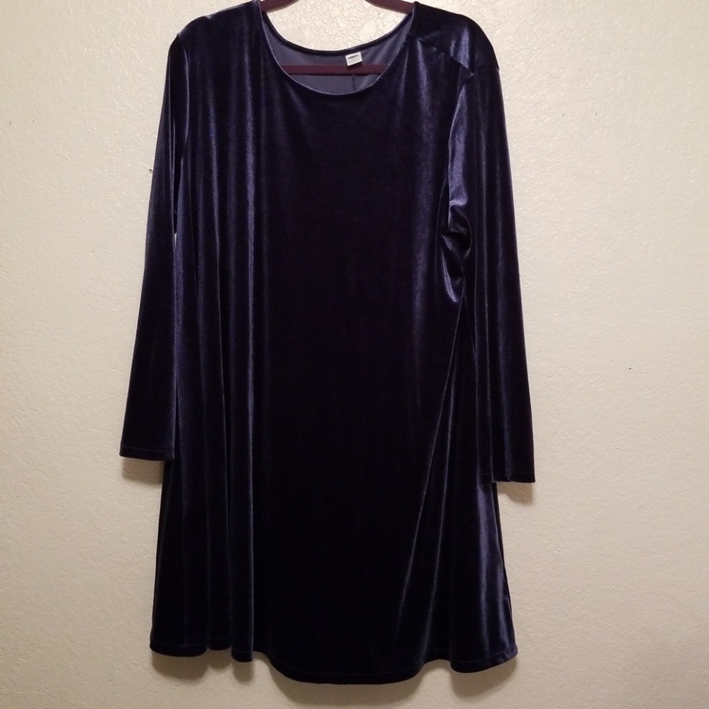 Old Navy Blue Crushed Velvet A line dress XXL